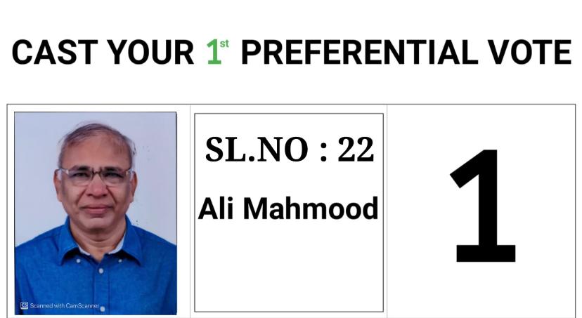 mahmood ali 1st pref vote